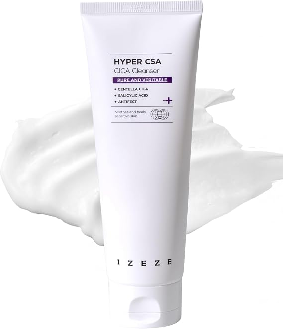 IZEZE Hyper CSA Cica Cleanser 5.07 fl.oz | Salicylic Acid Foaming Wash, Centella Asiatica Face Wash, Deep Rich Foam for Sensitive and Acne Prone Skin