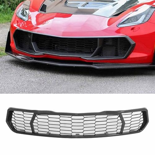 Replacement Front Bumper Mesh Grille for Chevy Corvette C7 2014-2019 All Models StingrayZ51ZR1Z06 Front Bumper Lower Grille ABS Plastic Carbon Fiber Painted