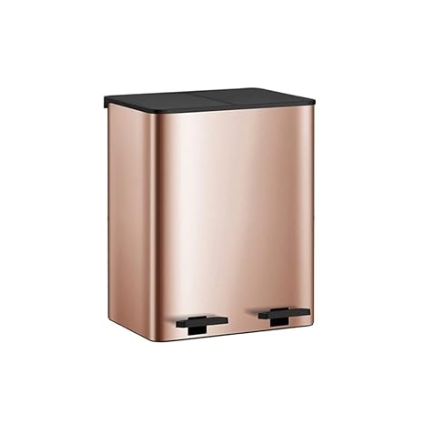 Trash Cans Wastebasket 12l Household Classified Garbage Cans Foot Pedal Kitchen Stainless Steel Wet and Dry Waste Basket with Lid Double Barrel Large Capacity Kitchen Bathroom Rubbish Bin ( Color : Go