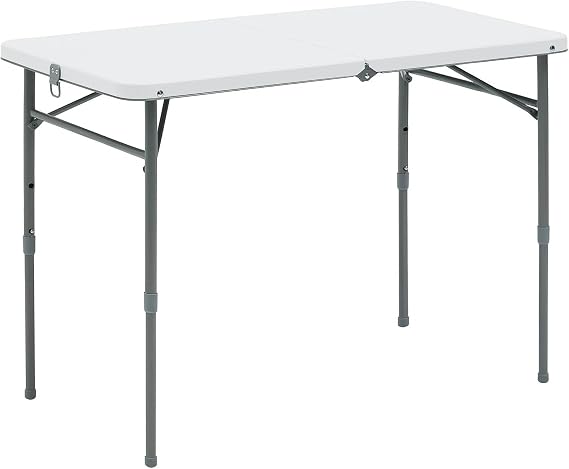 40" L x 20" W Plastic Adjustable Height Fold-in-Half Folding Table, White