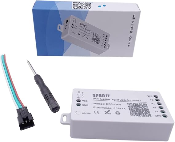 SP801E WiFi Art-Net Magic LED Controller LED Matrix Panel Module WS2812B WS2811 Light Strip Wireless Control iOS Android DC5-24V