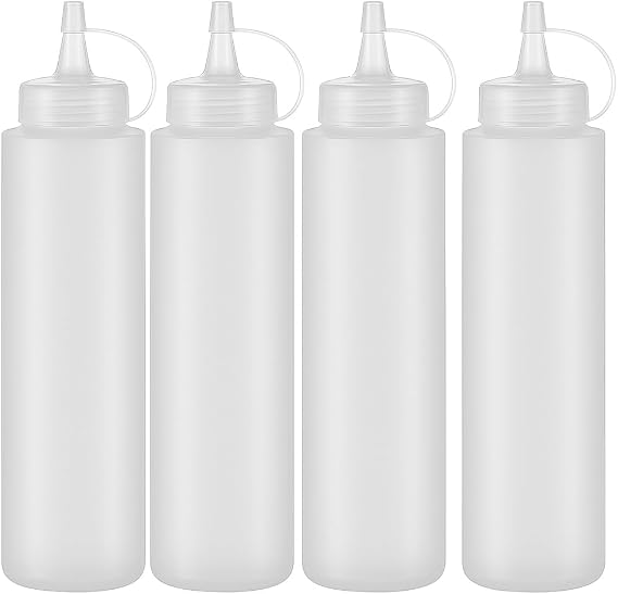Lirazon 4 Clear Plastic Sauce Bowl Ketchup Mayonnaise Sauce Bottle