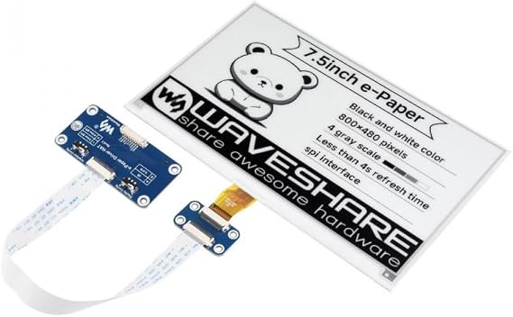 7.5 Inch E-Ink Display HAT 800x480 Resolution Paper Like Screen for Raspberry Pi Compatible Development Boards Microcontroller IoT Sensor Projects SKU-13504