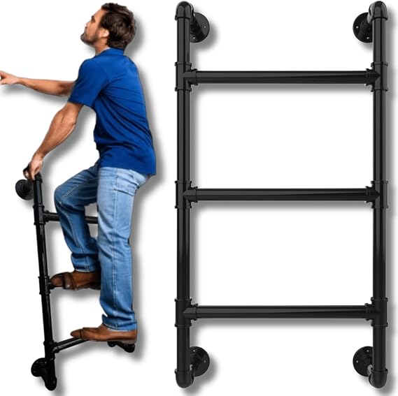 Built-in Ladder 3 Rungs | Wall-Fixed Ladders | Stationary Metal 3 Step Ladder | Bunk Bed Ladder 3-Rungs | Fixed 3-Step Ladder for Loft, Bunk Bed & Attic | Heavy-Duty Stationary | Wall-Mounted Steps