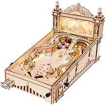 Rowood Wooden Puzzles 3D Pinball Machine Mechanical Model Wooden 3D Puzzles for Adults DIY Pinball Game Wooden Puzzle-Model Building Kits Christmas Birthday Gifts for Adult and 14+