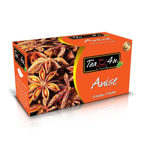 Tea4U Herbal Infusion Anise Tea Bags - Authentic & Fresh Flavor, Ideal Hydration & Refreshing Herbal Blend for Any Time of Day - Caffeine Free - Soothing Brew, Convenient Packaging - 25 Count Anise