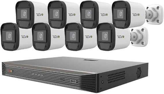 REVO America Ultra 16 Ch. 2TB HDD IP NVR Video Surveillance System, 8 x 4MP IP Bullet Cameras - Remote Access via Smart Phone, Tablet, PC & MAC, Black (nvr) & Cameras (White) (RU162ABNDL-1)