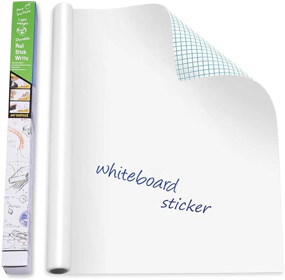 Self-Adhesive Whiteboard Wall Decal Sticker, 17.7" X 78.7" Extra Large Strong & Durable Dry Erase Wall Paper Message Board Peel Stick White Board for Drawing, Office, Home Decor (White)