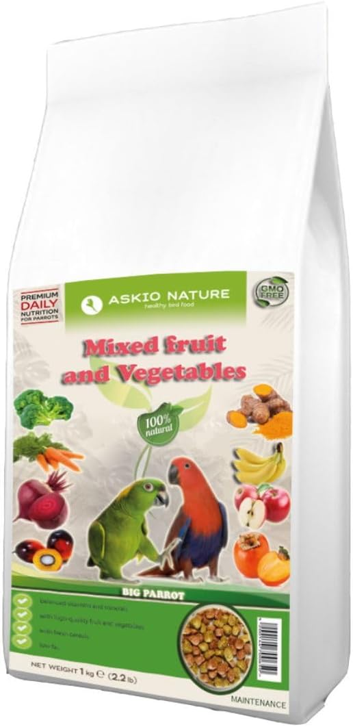 Parrot Essentials Complete Bird Food, Fruit & Vegetable Blend for Large Parrots, African Grey, Amazon, Cockatoo, Macaw (3Kg)