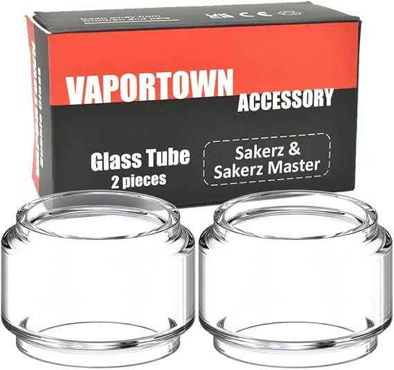 Vaportown 2X Spare Bubble Glass Tube for Horizon Sakerz Tank and Sakerz Master Transparent Fatboy Replacement Bulb Glass for Horizontech Sakerz Sub Ohm Tank