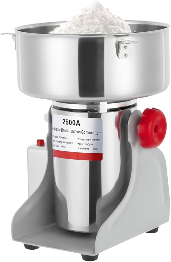 Electric Grain Mill Grinder 4500W 2500g High-Speed Grain Grinder Dry Cereals Pulverizer with Sieve & Blades for Corn Wheat Spices Herbs and More,Tabletop Use 304 Stainless Steel