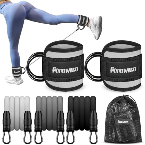 Resistance Bands, Ankle Bands for Working Out, Exercise Bands with Handles for Working Out, Fitness Bands for Women, Workout Equipment Home Gym, Training Bands with Door Anchor