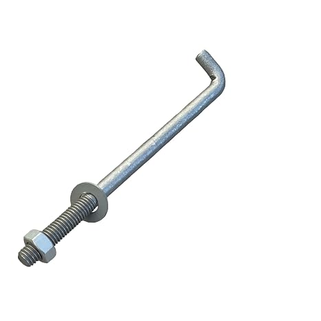 Sandbaggy 1/2" x 8" Threaded Concrete Anchor L-Bolts (Nuts & Washers Included) - Hot Dipped Galvanized - Sill Plate, Base Plate, Masonry, Wood, Cement Anchors, J Bolt (600, 1/2" x 8")