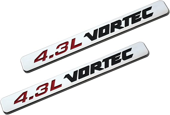 SSDD 2pcs 4.3L Vortec Emblems Hood 4.3 L Engine Badge 3D Decal Replacement for Silverado Z71 Gmc Sierra (Chrome) CH-4.3L Vortec