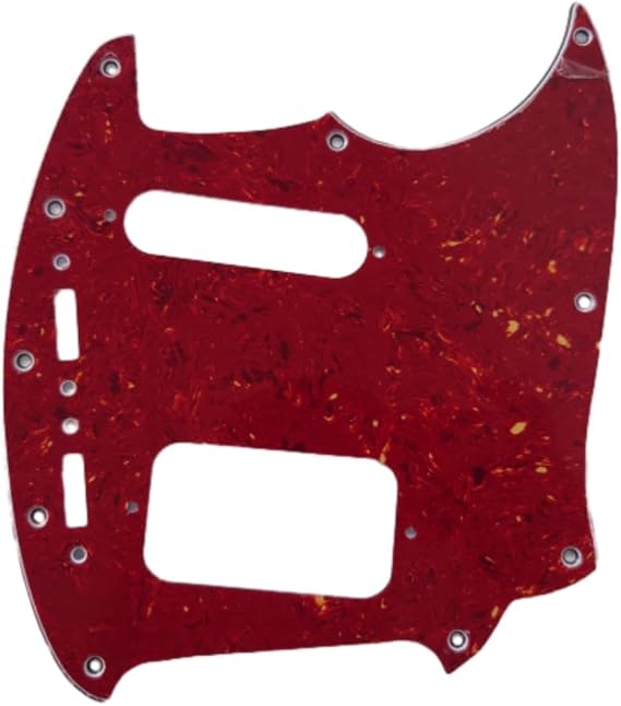 10-Hole Guitar Pickguard No Control Hole for Fender American Mustang Guitar Parts (6-Wine Red Tortoise)