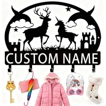 Riaeelvs Personalized Deer Metal Key Holder Wall Mount, Custom Name Key Hooks for Entryway, Kitchen