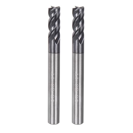 sourcing map 2pcs 5mm Dia 5mm Shank Square Nose End Mill 4 Flutes HRC45 Carbide AlTiN Coated CNC Router Bits Cutter Tools for End Milling CNC Machining