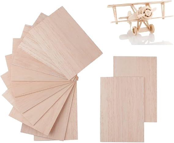 12 Pack Balsa Wood Sheets 1/8 x 4 x 6 Inch Unfinished Natural Wood