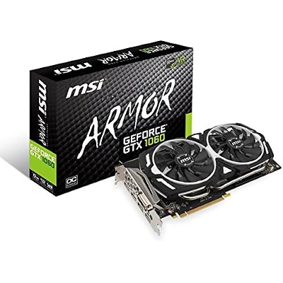 MSI Computer GeForce GTX 1060 VR Ready GDDR5 Graphics Card GeForce GTX 1060 Armor 6G OC