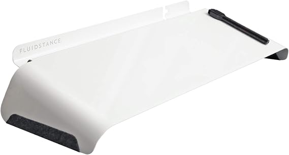 FluidStance Slope Desktop Dry Erase Computer to-Do Board, Dry Erase Surface, Solid Steel with White Surface (White, Medium)