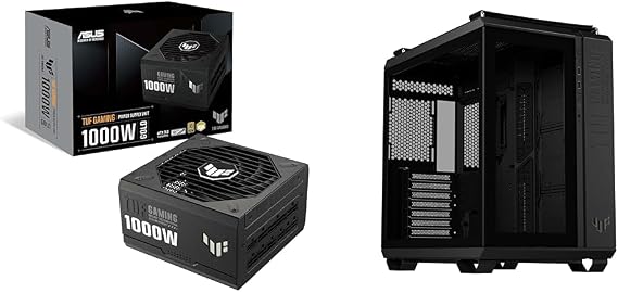 ASUS TUF Gaming 1000W Gold, ATX 3.0 Compatible Fully Modular Power Supply & TUF Gaming GT502 ATX Mid-Tower Computer Case with Front Panel RGB Button