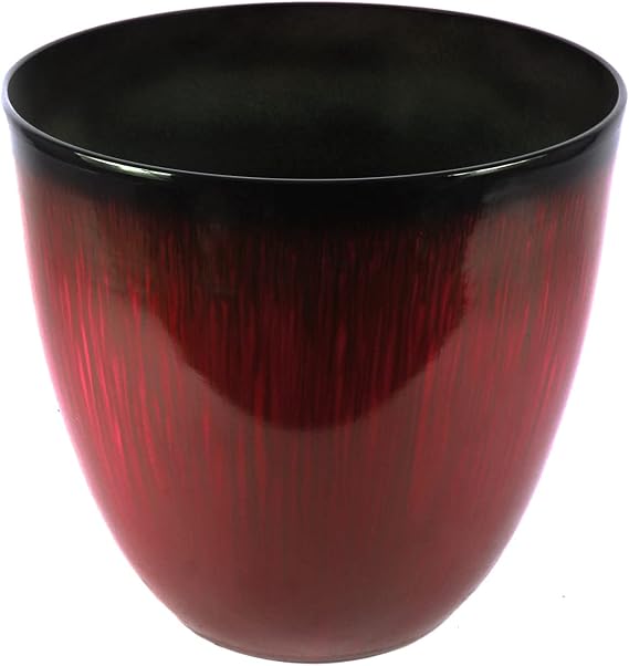Gardener Select (EPR15-206 Large Egg Shaped Planter - Modern Indoor & Outdoor Decorative Flower Pot/Box (15 Inch, Red Flower)