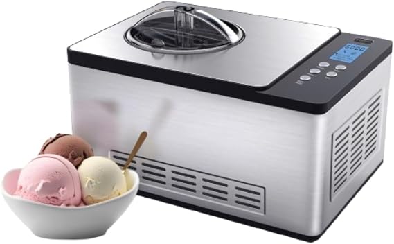 Whynter Ice Cream Maker Machine & Yogurt Automatic 2 Quart Compressor with LCD Digital Display & Timer, No Freezing Required, ICM-220SSY Stainless Steel