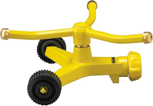 Nelson Three-Arm Square Pattern Spray Whirling Sprinkler with Metal Wheel Base 50231