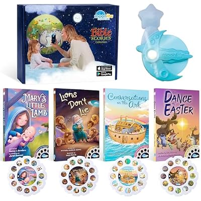 Moonlite Storytime Starter Pack with Smartphone Projector, Picture Disc and Four Stories, Ideal for Bedtime, Storytime and Family Travel - Bible
