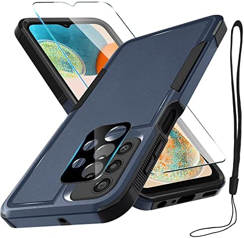 RMOCR Case for Samsung Galaxy A23 5G4G,with Tempered Glass Screen Protector and Camera Lens Cover,Heavy Duty Rugged Shockproof Full Body Protective Phone Cover,Navy Blue