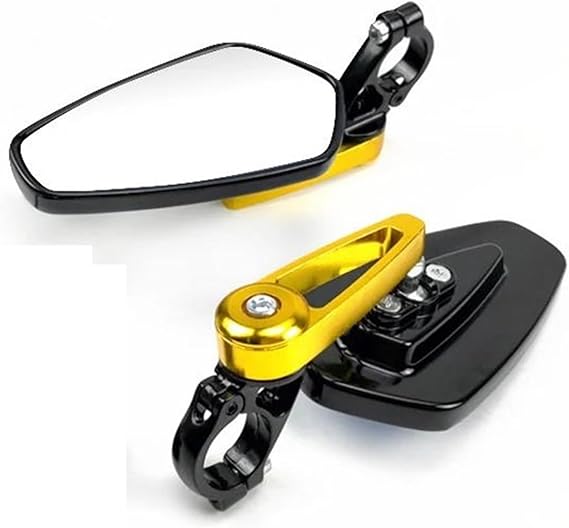 Side Bar End Rear View Mirrors 1 Pair 7/8" 22 Mm Motorcycle Bar End Side Rearview Mirror Universal Motorbike Handlebar Rear View Mirrors Motorcycle Rearview Mirror(Golden)