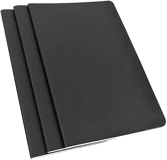 TSKDKIT 3 Pcs A4 Sketch Notebooks Blank Sketch Books Black Kraft Cover Starter Sketchbook 80GSM Paper Sketch Pad for Travelers Journal