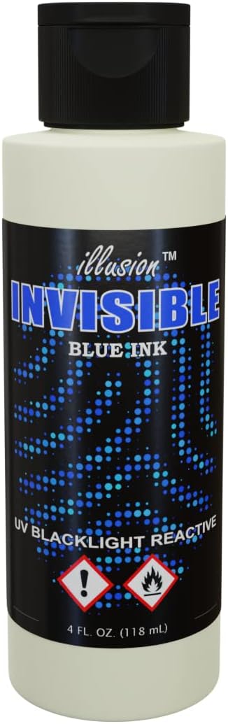 UV Reactive Black Light Invisible Ink (4 Fl Oz, Blue)