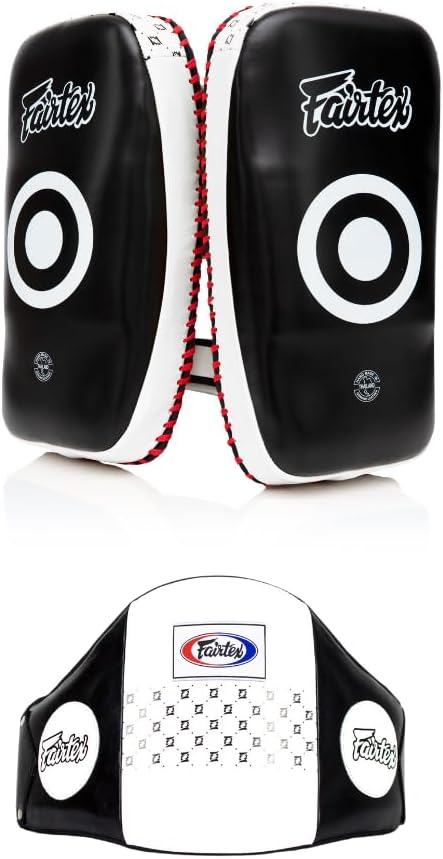 Fairtex KPLC2 Thai Pads Standard + BPV1 Belly Pad Black/White
