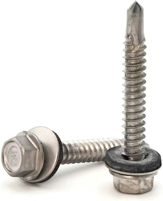#14 Stainless Steel Hex Head Roofing Screws with Sealing Washer Self Drilling Stainless Steel Roofing Screws #14 x 2-1/2 inch Qty 1,000