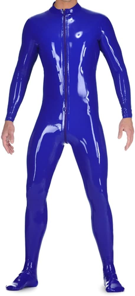 Latex Rubber Catsuits Men latex leotard Suit Crotch Zipper Full Body Jumpsuits Customized Latex Bodysuits