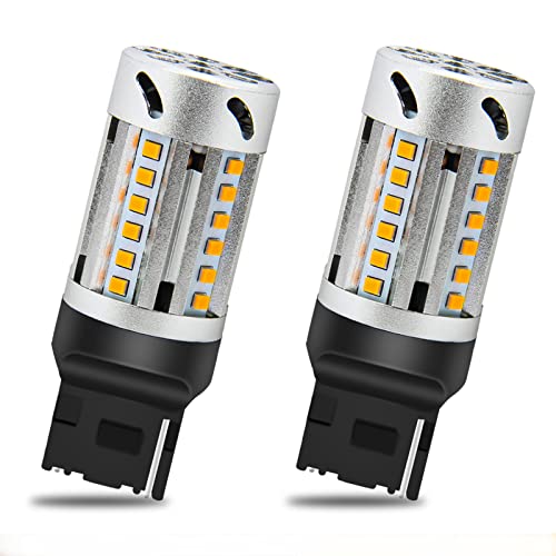 7440 Switchback LED Bulbs with Cooling Fan,Canbus Error Free 360 Luminous 30-LED Built in Resistor 7440 LED Bulbs,Amber Turn Signal Light,12-24V,Plug and Play to 7440 Standard Socket-2PCS