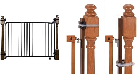 Summer Infant Metal Banister & Stair Safety Pet and Baby Gate,31'-46' Wide,32.5' Tall & Banister to Banister Gate Mounting Kit - Fits Round or Square Banisters, Black