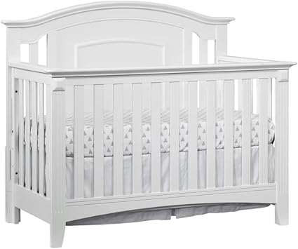 Pemberly Row Modern Wood 4 in 1 Convertible Crib in White Finish, Nursery Furniture for Infant and Toddler Sleeping, Converts to Multiple Bed Configurations for Growing Children