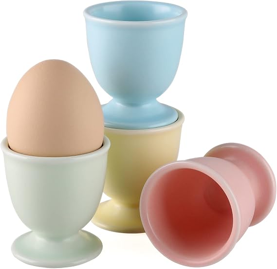 Porcelain Egg Cups Ceramic Egg Stand Holders for Soft Boiled Eggs Set of 4