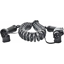 EV/Electric Vehicle car charging cable 5M 16A 32A Type 1 to Type 2 ev charging cable portable charger EV spiral Cable SAE J1772 (Color : 16Amp 5Meter)