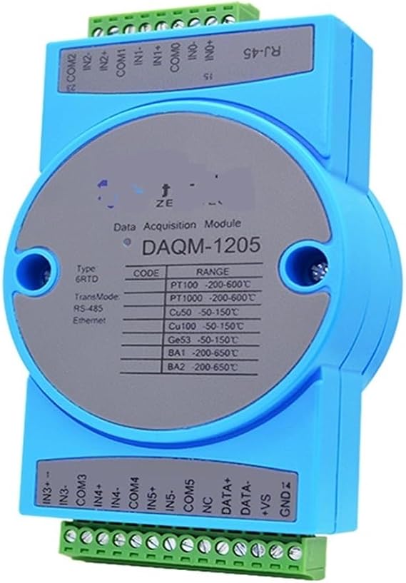 Analog Acquisition Module Temperature acquisition module with 6-channel RTD (Probe Test) input (PT100) and Modbus Ethernet port (DAQM-1205)