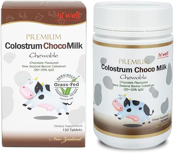 Hi Well Premium Grass-Fed Colostrum Choco Milk 150Tablets