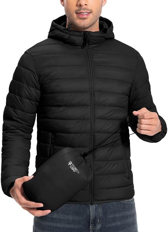 Pioneer Camp Men's Quilted Jacket Lightweight Waterproof Puffer Jacket Stowable