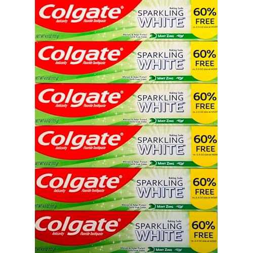 Colgate Sparkling White Whitening Toothpaste, Mint - 4 ounce 6 Pack