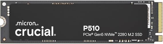 Crucial P510 SSD 2TB M.2 NVMe PCIe 5.0 x4 Gen5 up to 10000 MB/s read 8700 MB/s write for laptop and desktop PC TLC NAND internal hard drive - CT2000P510SSD8-01