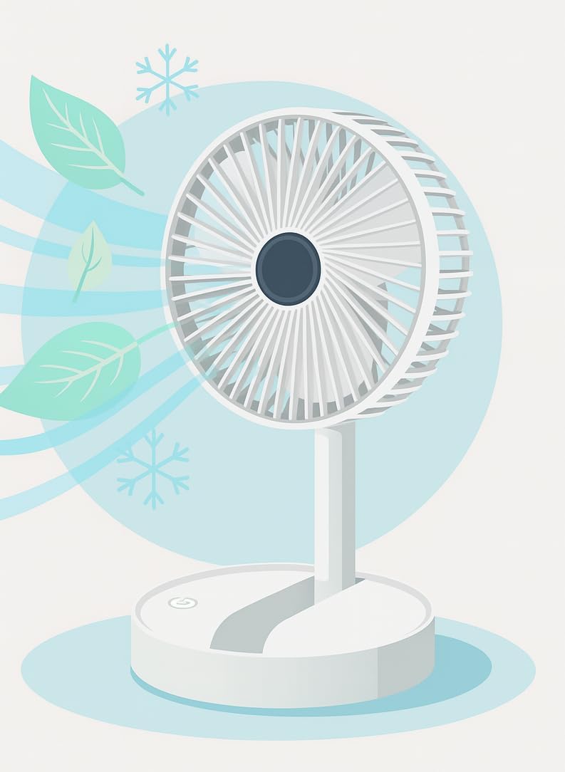 Coverzone Height Adjustable 31cm - 37cm Portable Desktop Mini USB Fan 3 Stage Fan Cooler Mini Fan with Rechargeable Phone Holder FS-21 - White