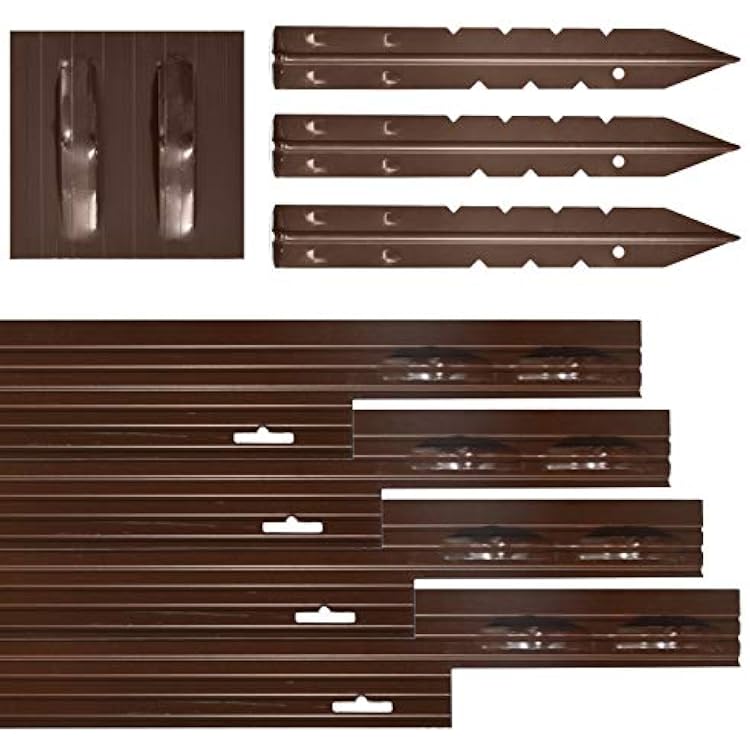Dreamscape PRO Aluminum Landscape Edging - Easy Install Professional Landscaping Border - 15 Strips, 8ft Each 120ft Total - Brown Painted - Metal Divider for Lawn, Garden, Flowerbed