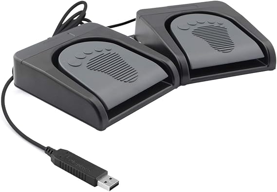 iKKEGOL Upgraded USB Double Pedal Assembly 2 Foot Switch Control 2 Key Button Footswitch Program Video Game Customized PC Keyboard Mouse Multimedia Action HID (Black)
