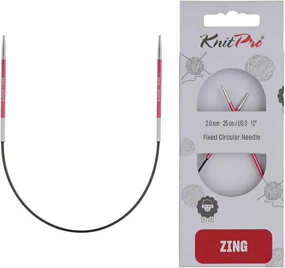 KnitPro Zing Fixed Circular Needles 9" (22.5cm) | US Size 0 (2mm)